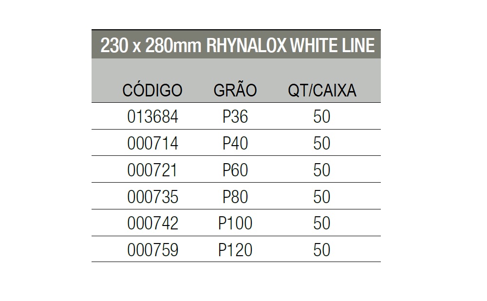 Folhas de Lixa Branca Rhynalox White Line