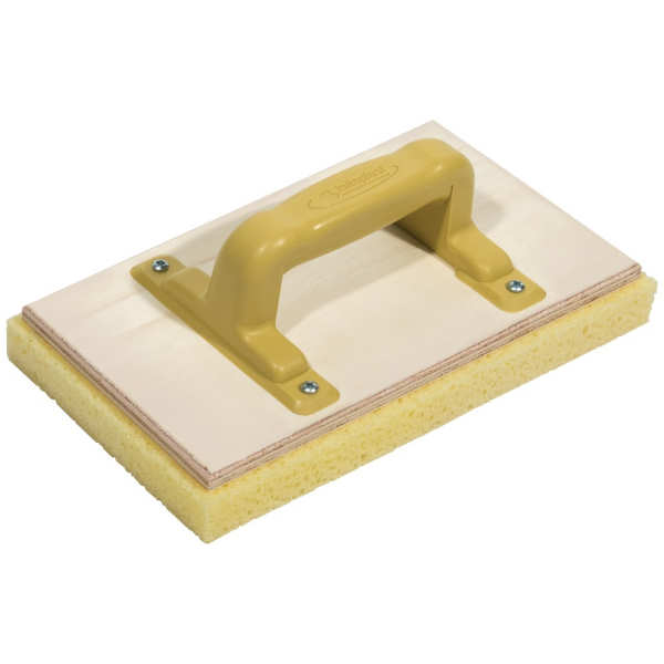 trowel sponge / scouring - plastic handle - wooden support