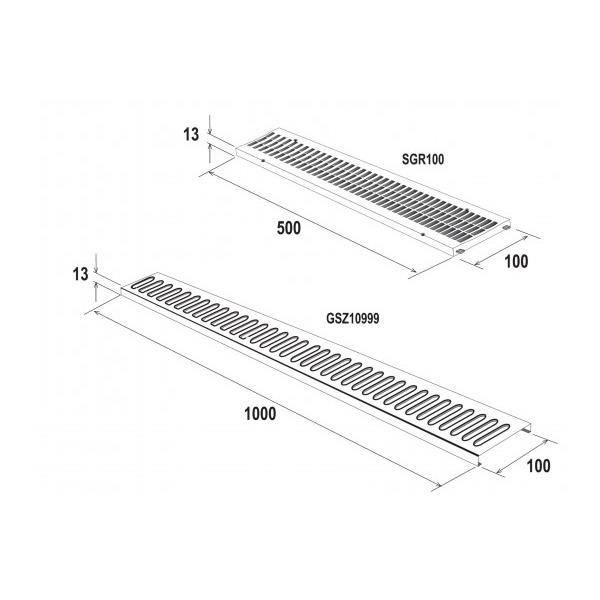 grille for channel modular 100